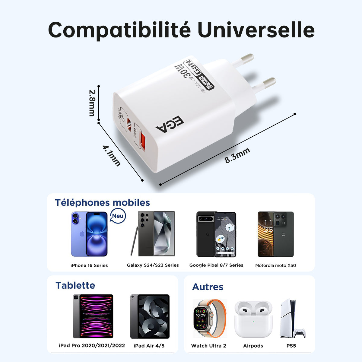 C301 30W PD dual port fast charger